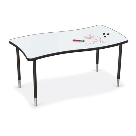 MOORECO Porcelain Desktop, Creator Table 60x30 with Black Direct Mount Shapes Legs 70526